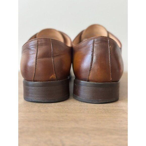 Carrucci Roma Men’s 11 Dress Shoe Leather Wingtip Oxfords Cognac Brown Lace Up - Picture 4 of 8